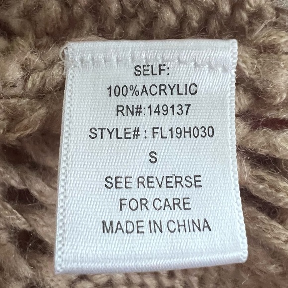 FAVLUX Tan Cowl Neck Cropped Sweater with Diamond Knit - Picture 7 of 8